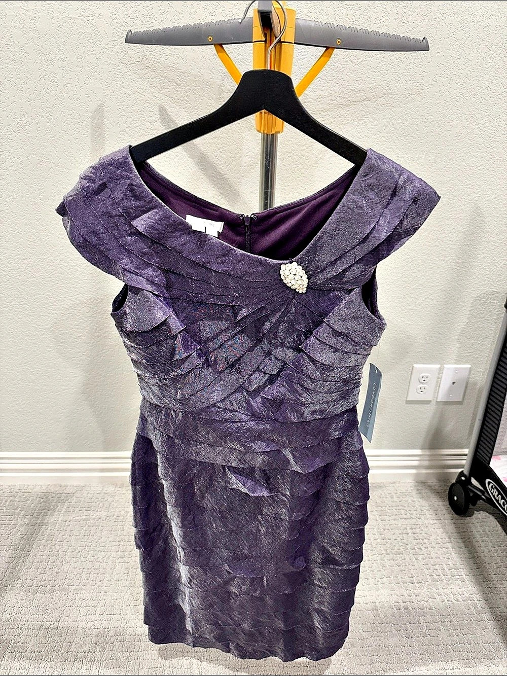 London Times Purple Ruffle Mini Dress